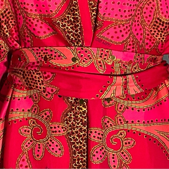 Anthropologie XL Floral Minidress with Gold Sequins, Tassels, and Beaded Buttons - Picture 4 of 16